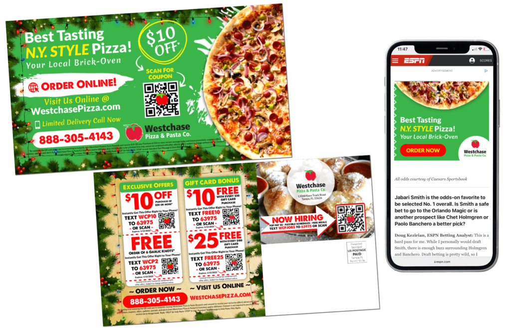 westchase pizza mail360 direct mail and targeted digital ad design sample